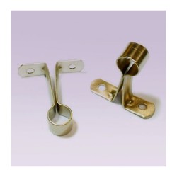 Soporte niquelado largo, en lamina central para tubo de 13 mm