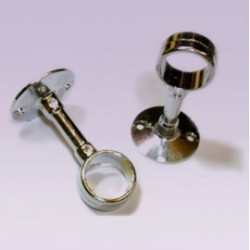 Soporte cromado largo central para tubo de 25 mm