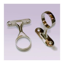 Soporte niquelado plano central para tubo de 25 mm