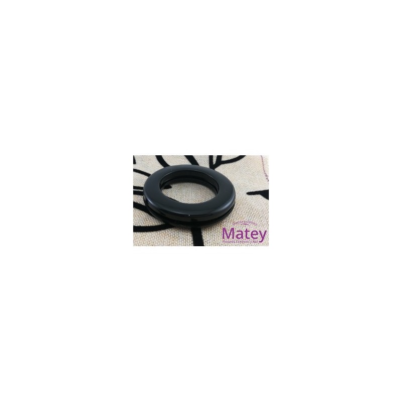 OJILLO PLASTICO GRANDE NEGRO BRILLANTE, INTERIOR 45 MM EXTERIOR 73 MM MARCA DM.