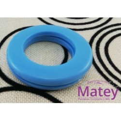 OJILLO PLASTICO CHICO AZUL BRILLANTE, INTERIOR 38 MM EXTERIOR 62 MM MARCA DM.