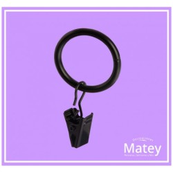 ARGOLLA DE ALAMBRE DE ACERO CON PINZA COLOR NEGRO DE 40MM, PARA TUBO DE 25MM