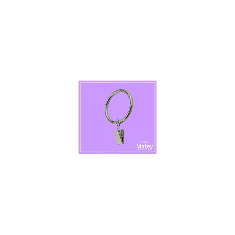 ARGOLLA DE ALAMBRE DE ACERO CON PINZA COLOR CROMO DE 45MM, PARA TUBO DE 25MM