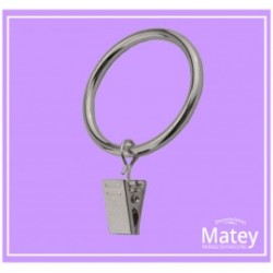 ARGOLLA DE ALAMBRE DE ACERO CON PINZA COLOR CROMO DE 53MM, PARA TUBO DE 32MM