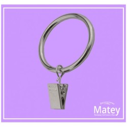 ARGOLLA DE ALAMBRE DE ACERO CON PINZA COLOR CROMO DE 53MM, PARA TUBO DE 32MM