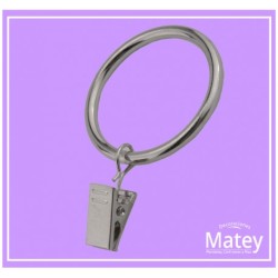 ARGOLLA DE ALAMBRE DE ACERO CON PINZA COLOR CROMO DE 60MM, PARA TUBO DE 38MM