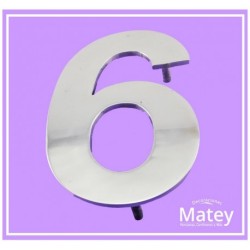 NUMERO SEIS EN ALUMINIO DE 20 CM.