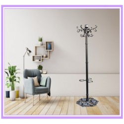 PERCHERO DE PIE VENUS EN ALUMINIO PINTADO EN COLOR NEGRO VEIN.