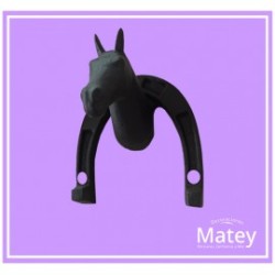 PERCHERO CORCEL CON BASE HERRADURA EN ALUMINIO PINTADO EN COLOR NEGRO MATE